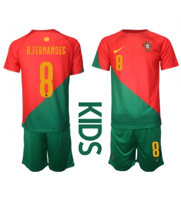 Portugal Bruno Fernandes #8 babykläder Hemmatröja barn VM 2022 Korta ärmar (+ Korta byxor)